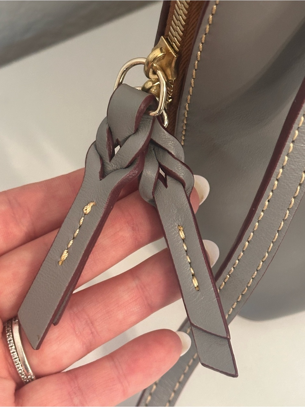 Dooney & Bourke Trixie crossbody bag in slate gray leather red interior - Picture 6 of 12